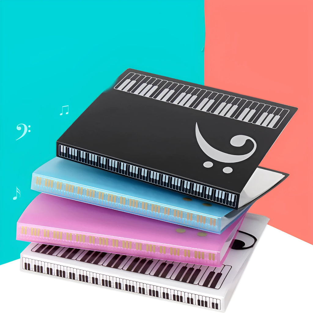 A4 piano score folder with transparent removable inserts for sheet music organisation
