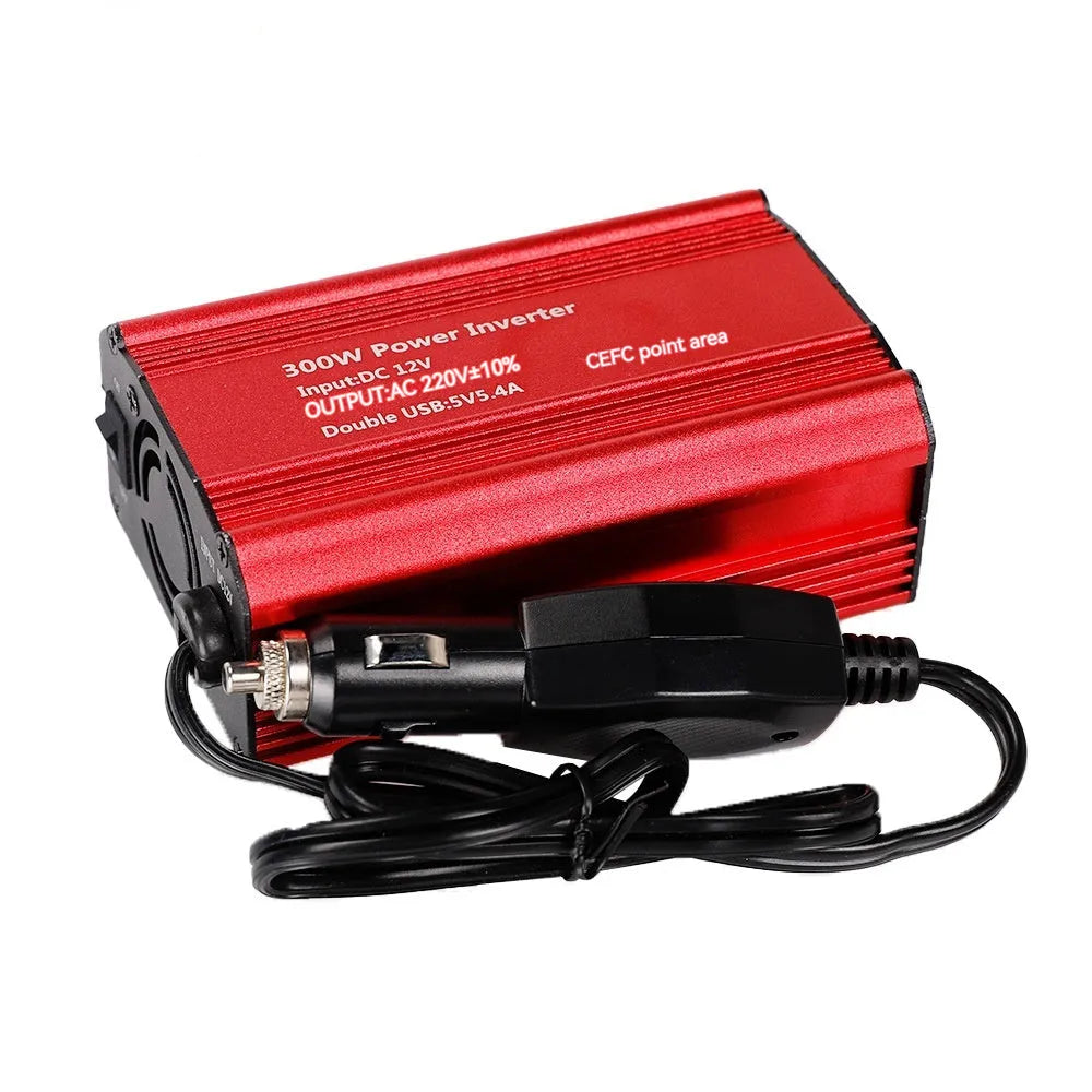 Modified wave car inverter 300W aluminium alloy shell FM300X with 5V USB output, 125 x 80 x 46mm