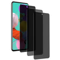 Tempered glass screen protector film for Samsung mobile phones showing privacy and HD style options.