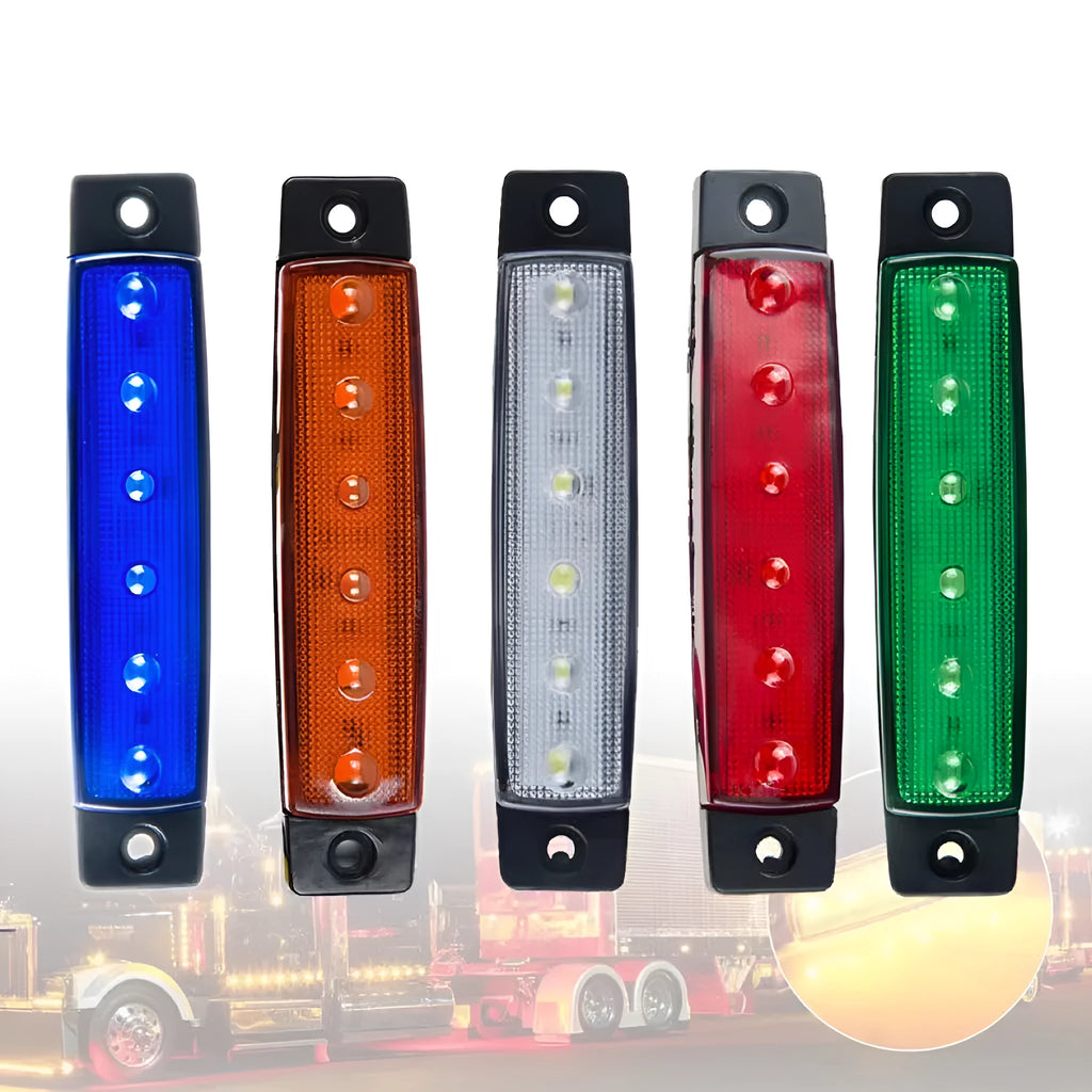 Trailer side warning light with 5 colour options and compact 9.6cm PVC housing
