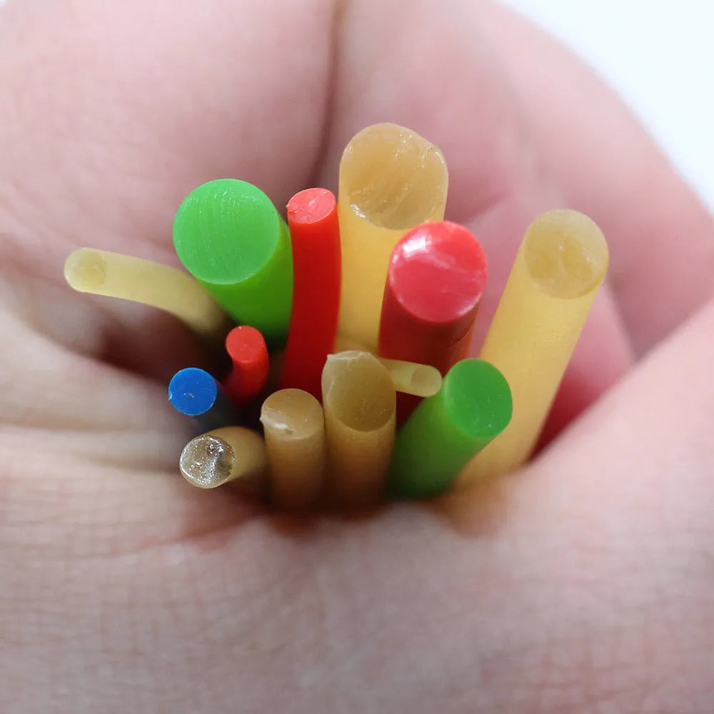 Solid fluorescent latex rubber tube 2mm to 8mm round band in red apricot green blue orange pink black
