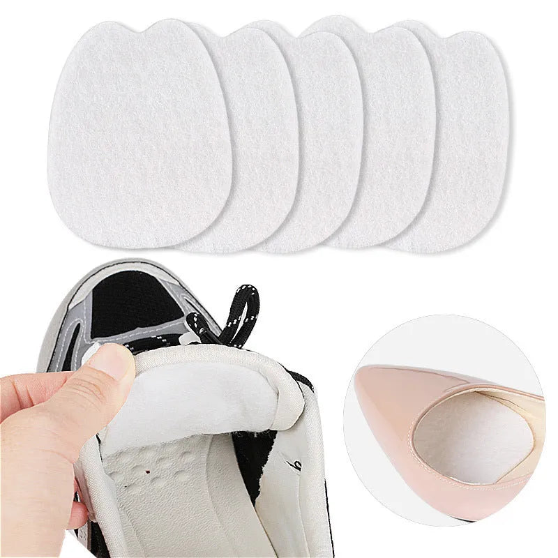 White thin felt shoe tongue protection sticker with front palm pad design.