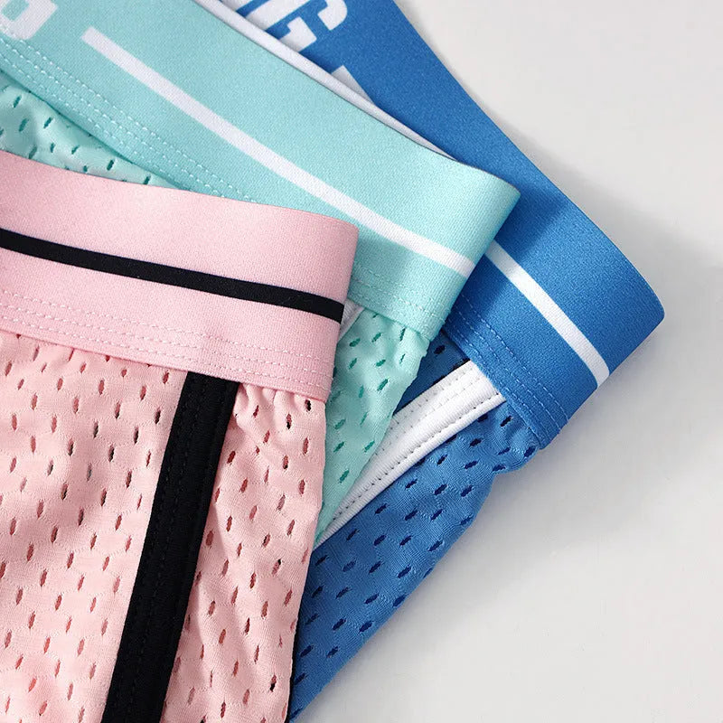 Men's loose thin boxers in Ice Silk nylon fabric available in six solid colours
