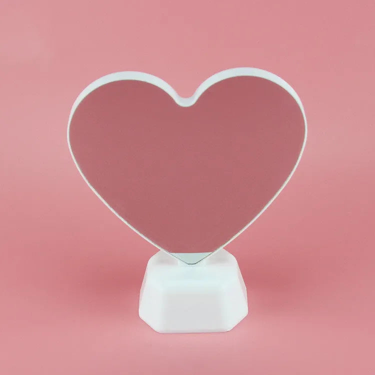 Rose red LED double-sided love tunnel light with plastic base measuring 16cm wide
