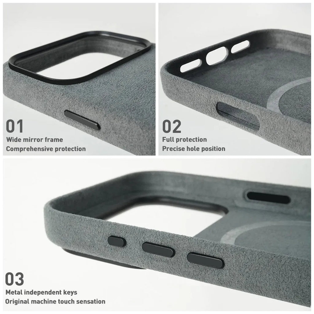 Alcantara iPhone 17 Pro Max Air case with magnetic suction in multiple colour options