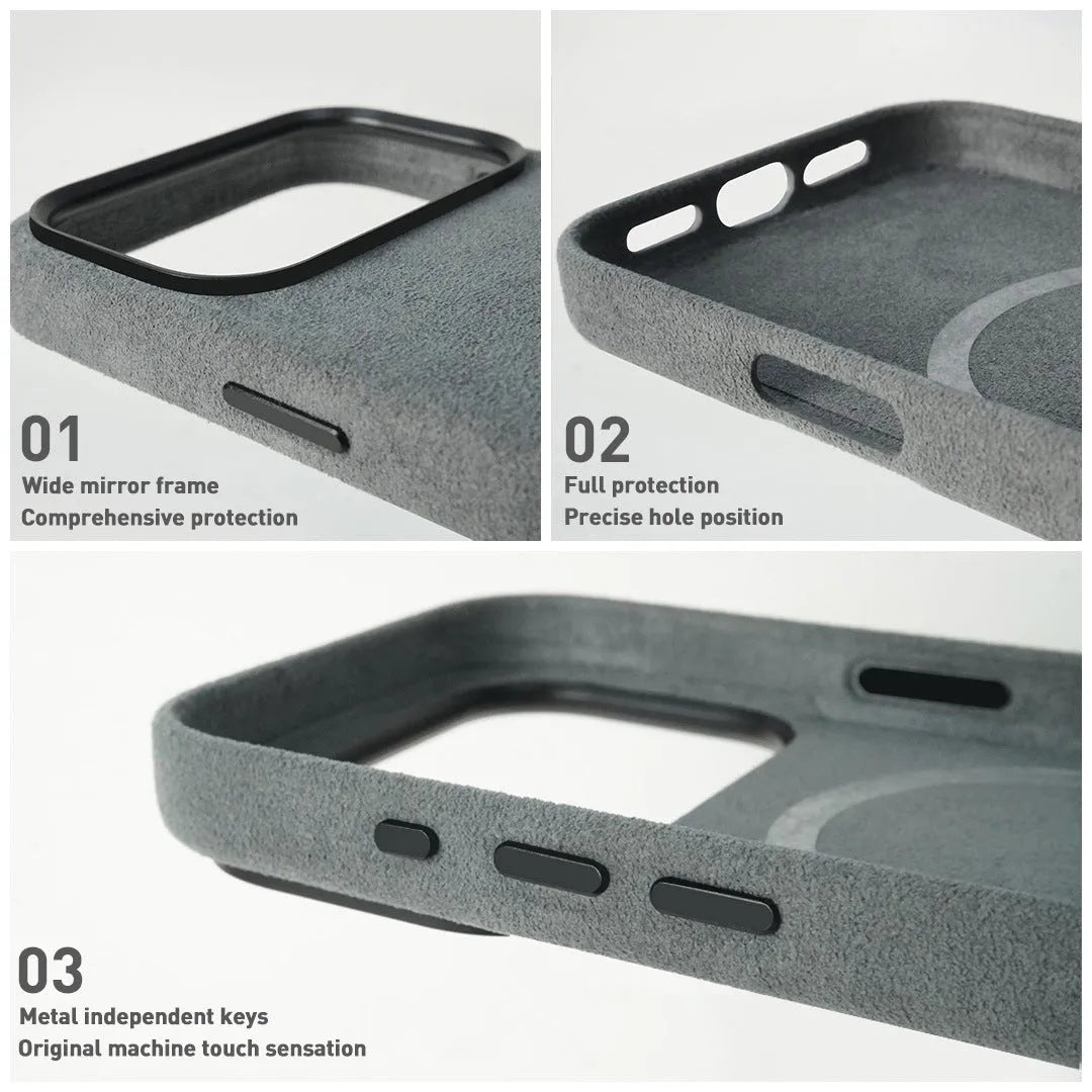 Alcantara iPhone 17 Pro Max Air case with magnetic suction in multiple colour options