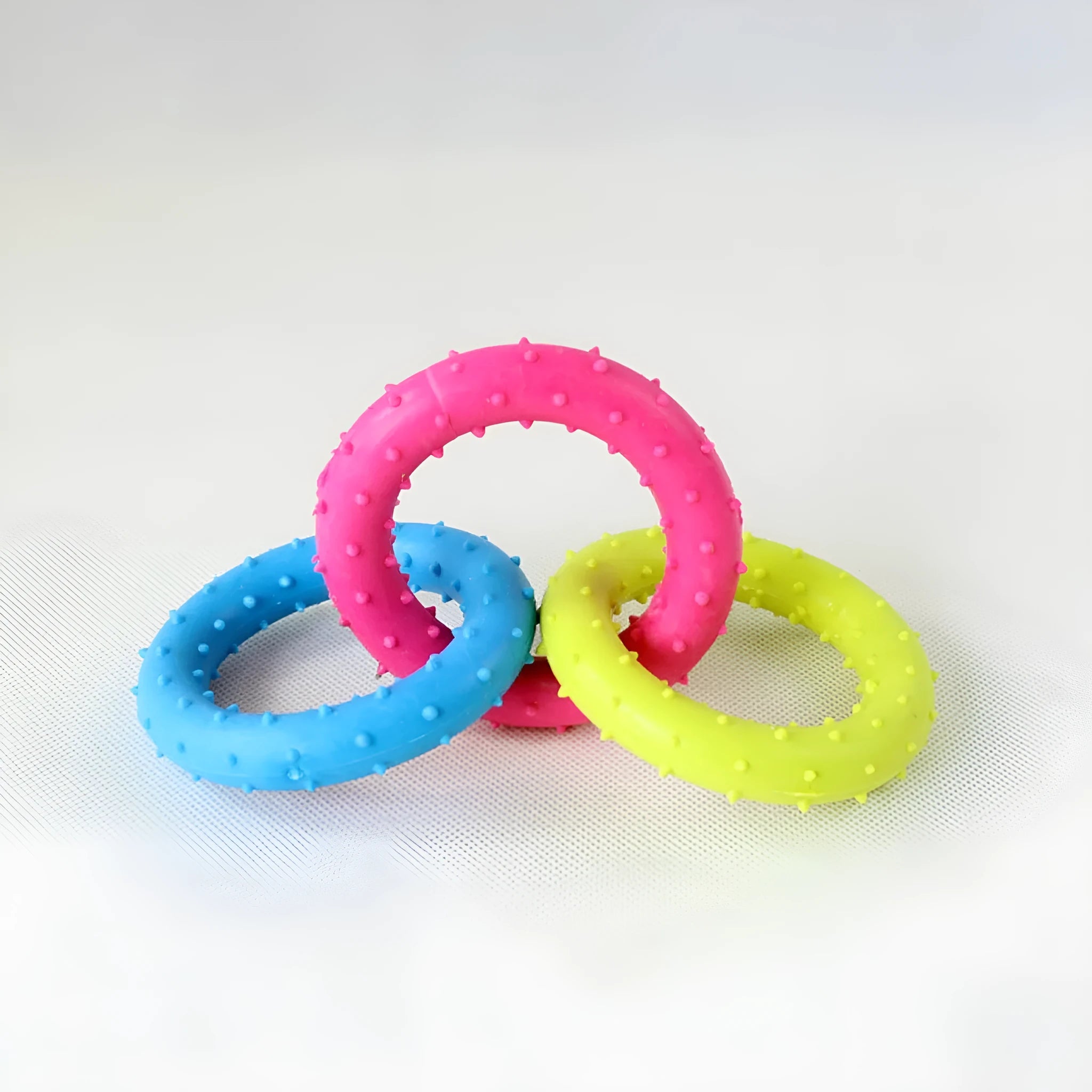 TPR rubber three-chain dog chew toy for aggressive chewers and dental health