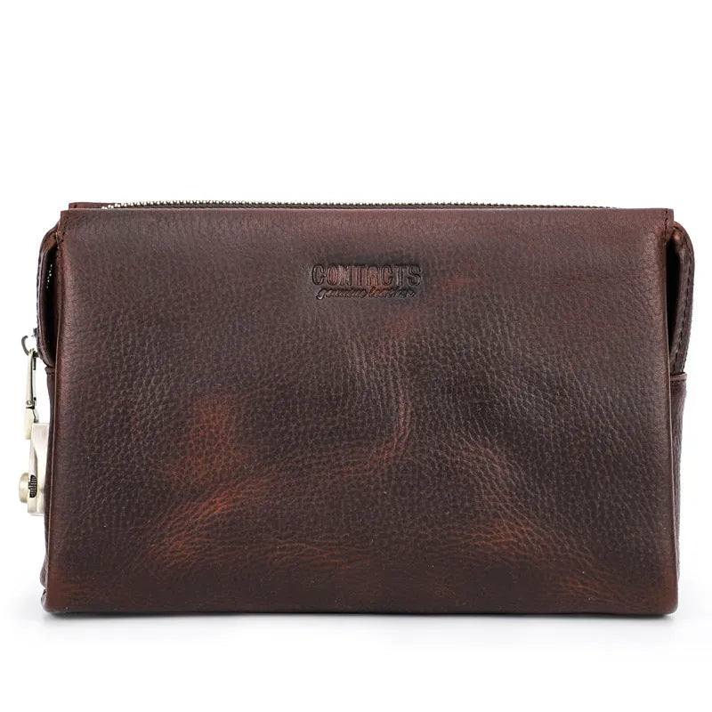 Black Angel first layer cattlehide leather men's wallet in black with bifold design