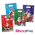 50 pack Christmas candy clutch party gift bags in pearlescent plastic film assorted styles