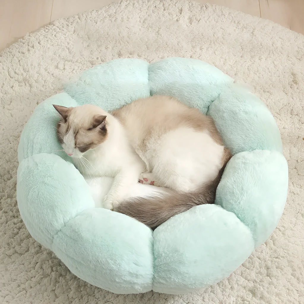 Round cloth pet nest with velvet thickening, 40cm 50cm 60cm, grey blue pink beige, 14cm height