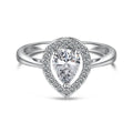 S925 sterling silver ring with drop-shaped diamond zircon stone in light luxury style, available in UK sizes No 5 to No 9