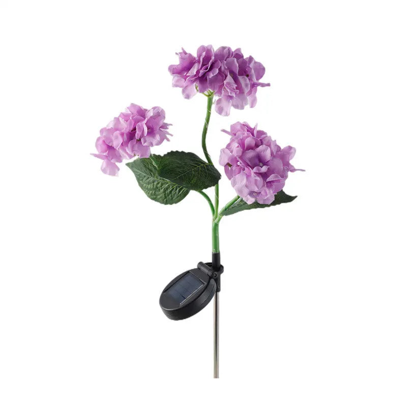 Solar hydrangea garden decorative lights in multiple colours with floor outlet design for outdoor placement
