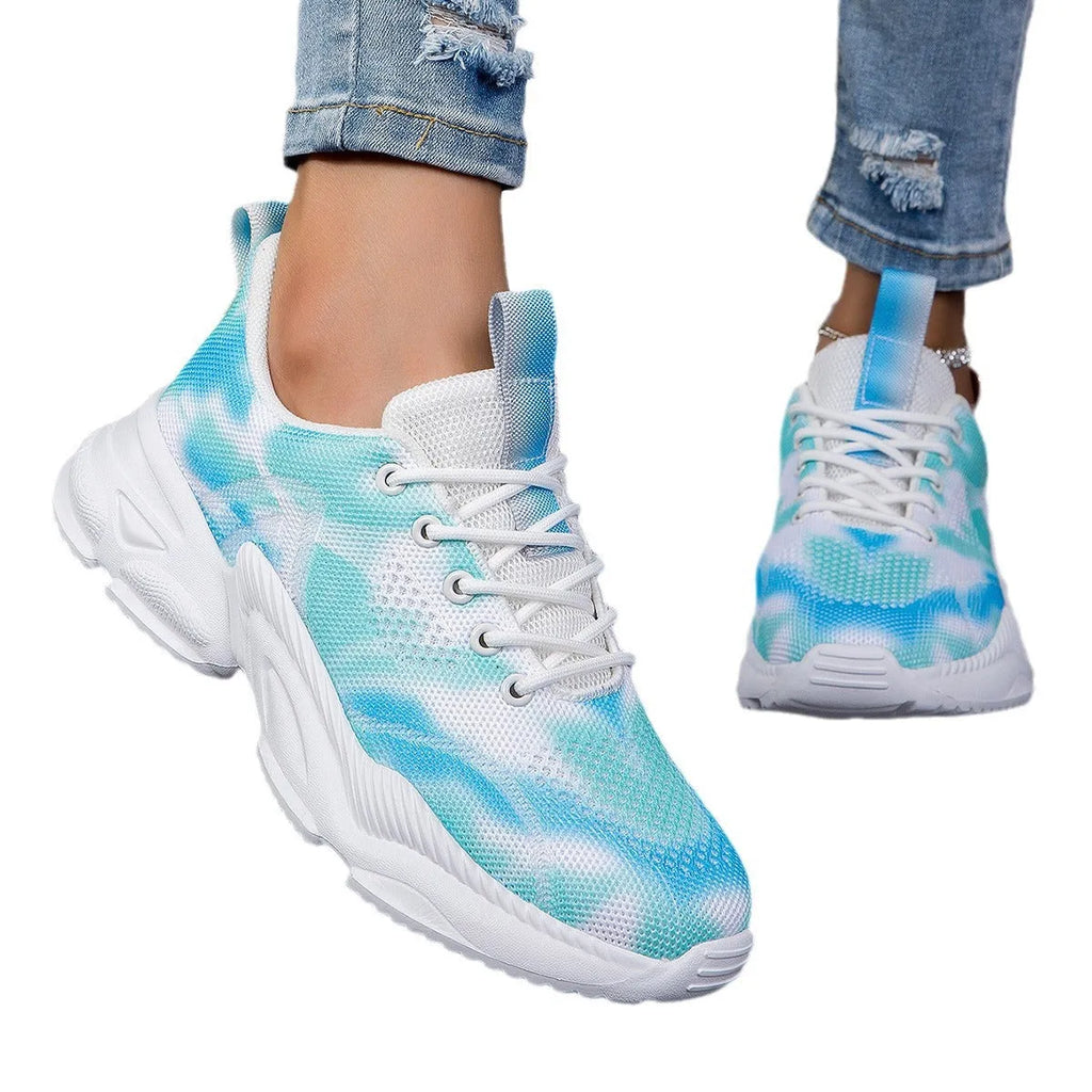Casual flower sneakers for women white blue rose red purple Flyknit low top low heel lace-up running shoes