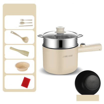 Versatile Mini Electric Hot Pot for cooking soups, stews, pasta, and more with stainless steel construction and non-stick interior