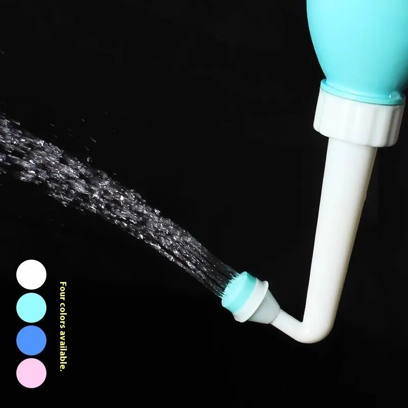 Portable bidet sprayer with dual nozzle and stroller storage bag, 400ml or 500ml, in blue, green, or pink
