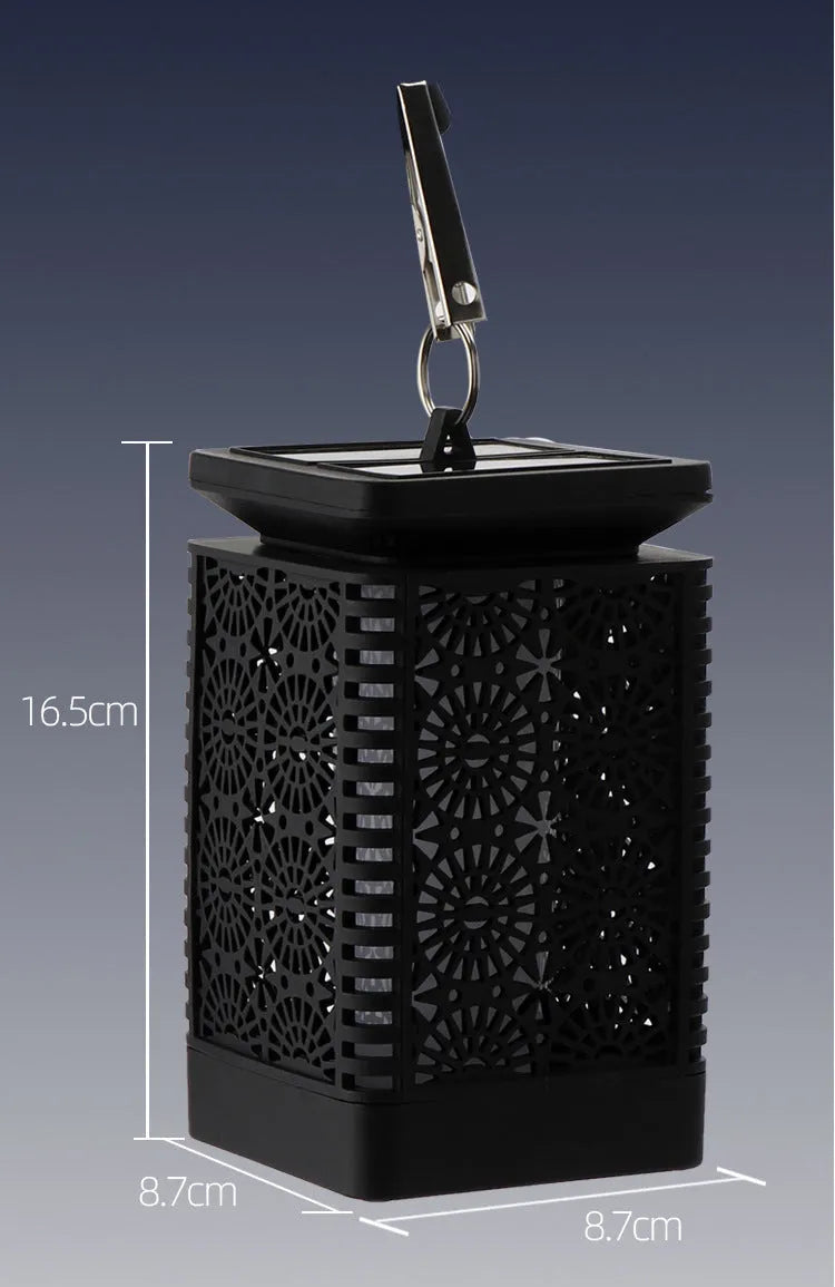 Solar garden light with flame lamp style for patio and balcony ambiance lighting
