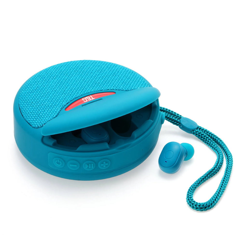 TG808 outdoor stereo wireless Bluetooth speaker two-in-one headset in Black with built-in controls