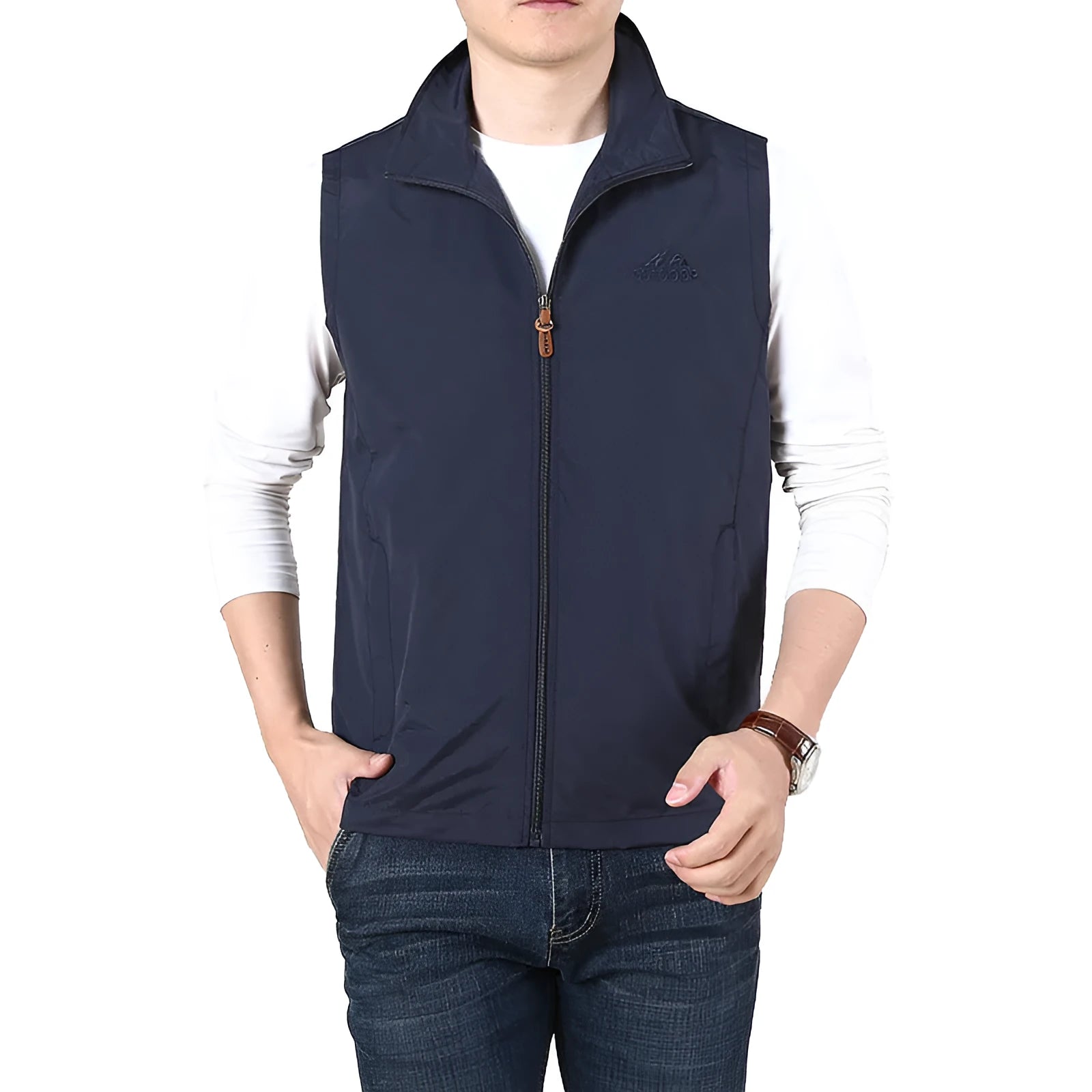 Niandun men's loose-fit casual spring waistcoat vest in army colour