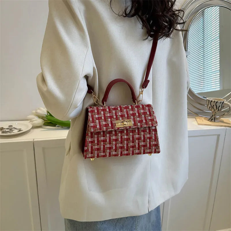 Casual PU crossbody shoulder bag with polyester lining, shown in black, white, blue and red colour options