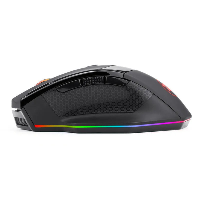 Redragon M801P black wireless gaming mouse with ergonomic design and nine buttons