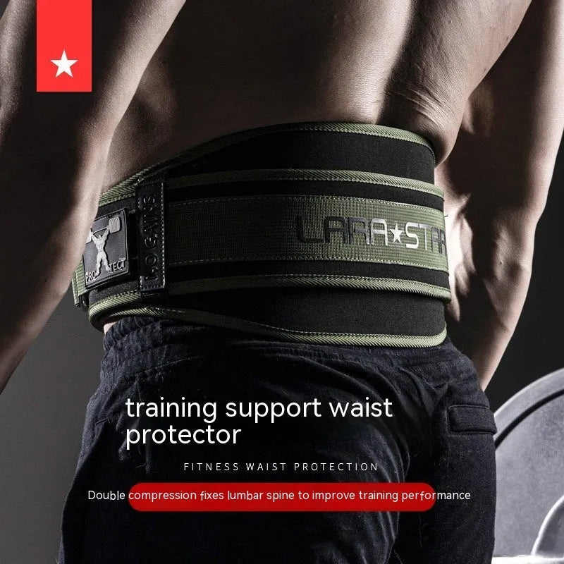 Fitness belt for men in army green with lumbar support design for gym weight equipment use