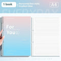Removable coil gradient notepad with polypropylene cover in blue, green, pink or purple colour options
