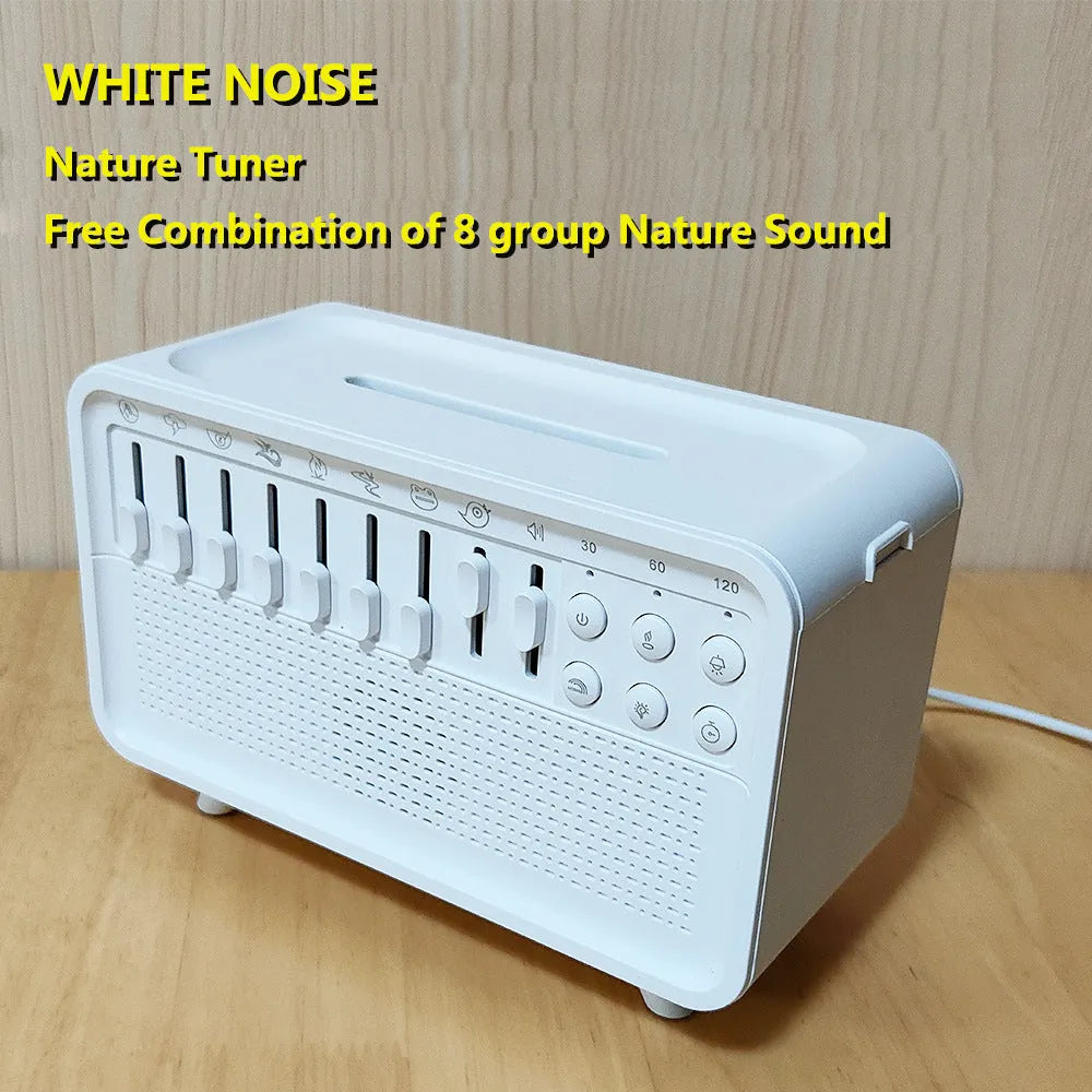 White geometric stereo Bluetooth speaker white noise sleep machine with humidifier and night light