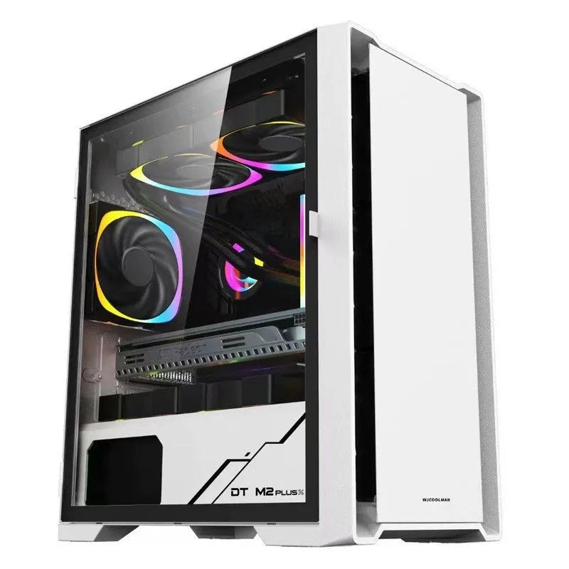 Black wide body tempered glass ITX computer case, SECC sheet steel, 35.6 x 21 x 42.2 cm