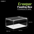 Transparent acrylic reptile feeding box enclosure for pet lizards or snakes.