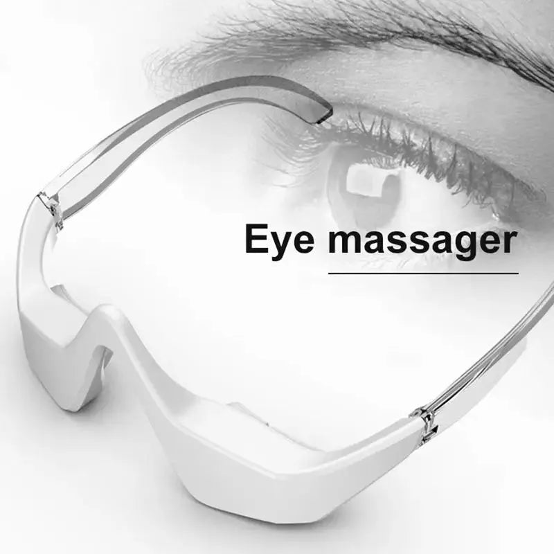 Pink and white 3D micro-current eye massager beauty instrument with glasses-style design