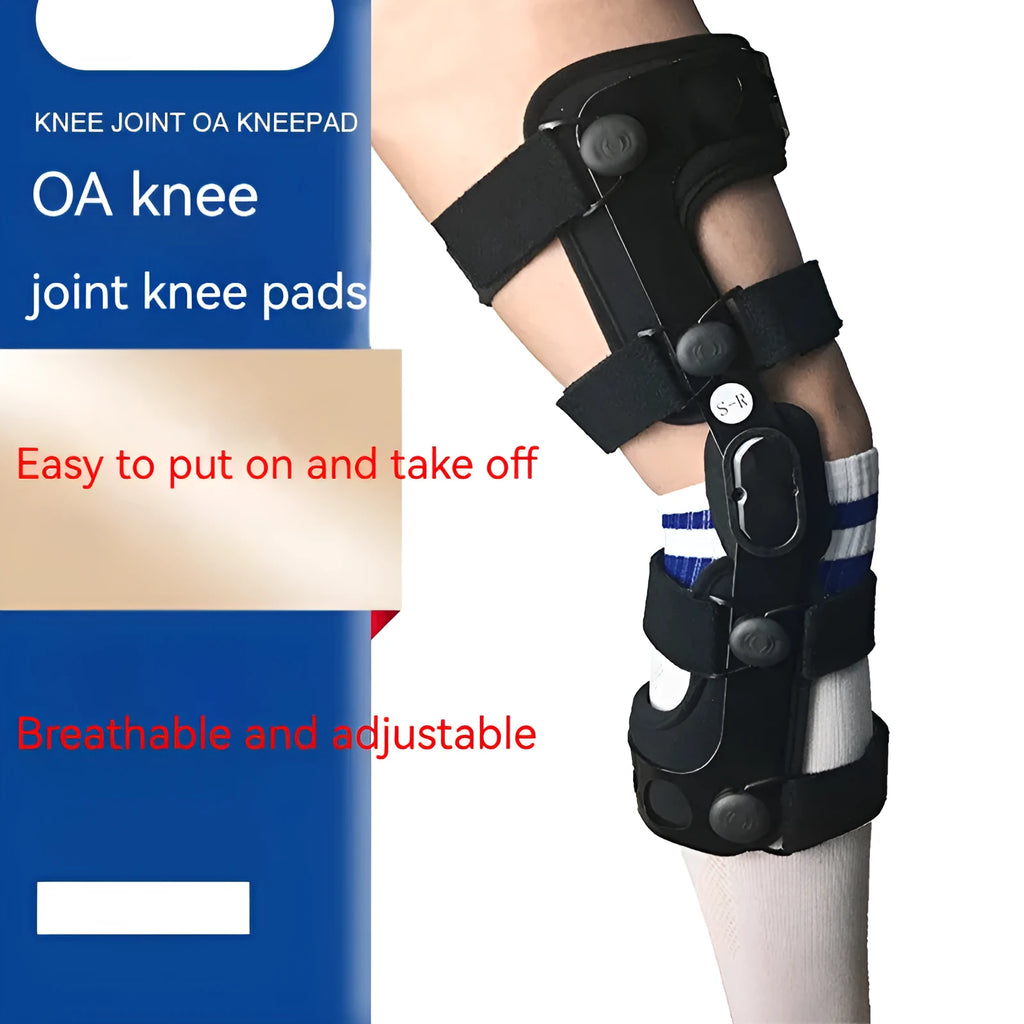 Black anterior ligament knee pad and supporter showing brushed cloth exterior with sponge cushioning