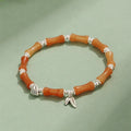 Green aventurine bamboo strawberry quartz crystal bracelet with electroplated finish and multiple stone beads