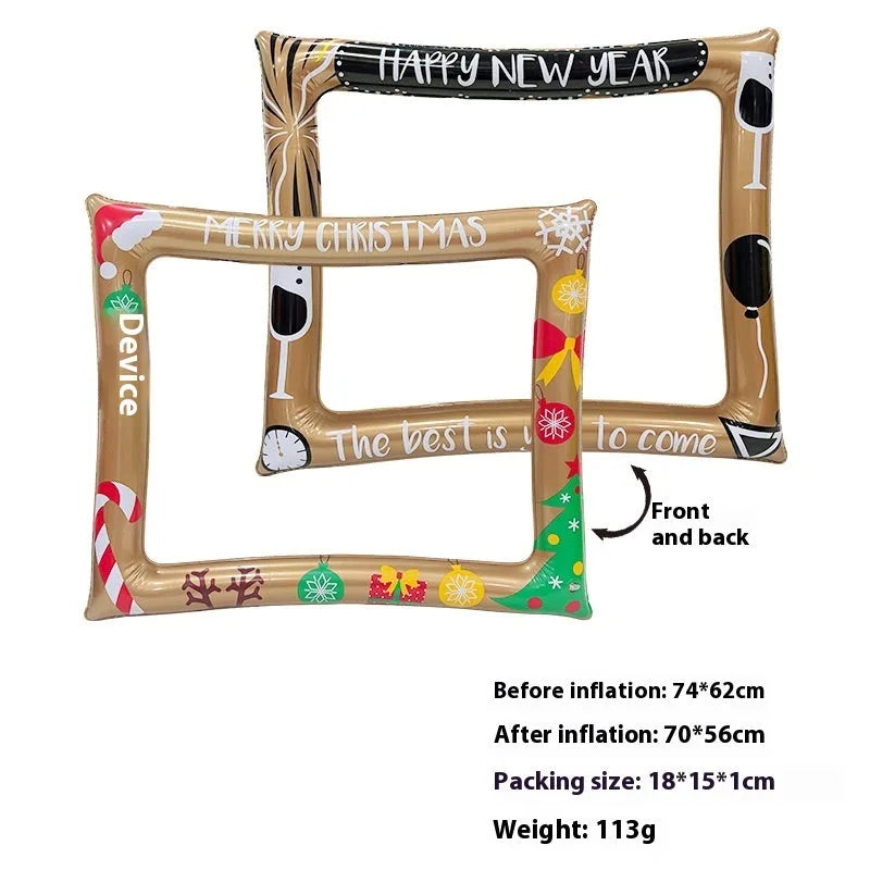 Christmas inflatable photo frame prop for holiday pictures and photography