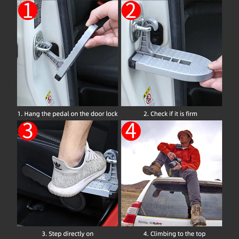 Black thickened metal car auxiliary hook pedal attached to door frame lock frame