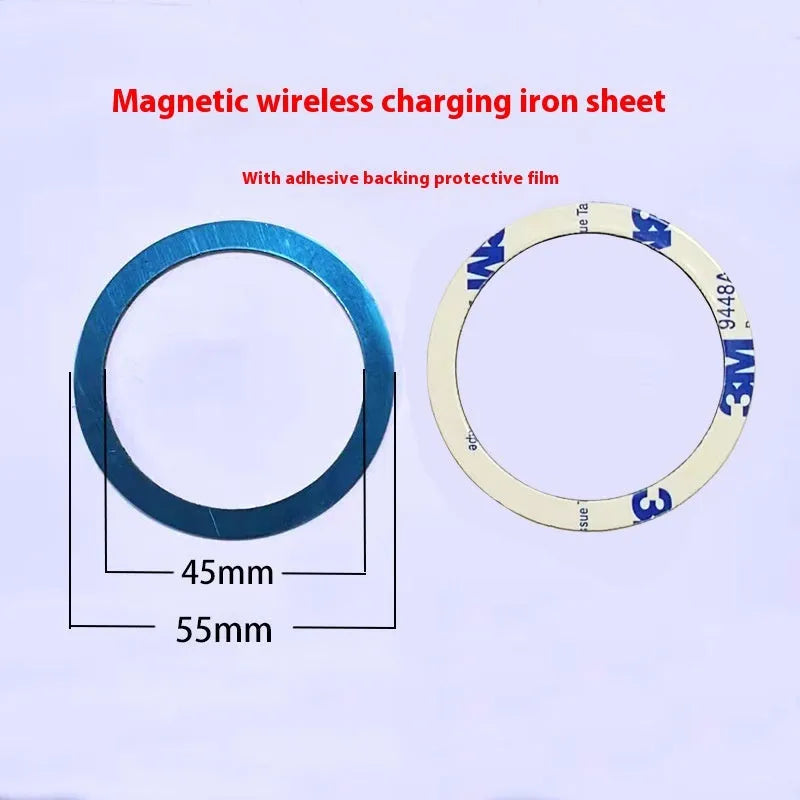 Universal alloy magnetic ring for wireless charger in silver, black, laser carving C ring, and laser carving O ring