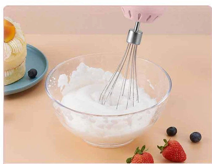 Portable cordless electric hand mixer with 3 mixing speeds and stainless steel beaters