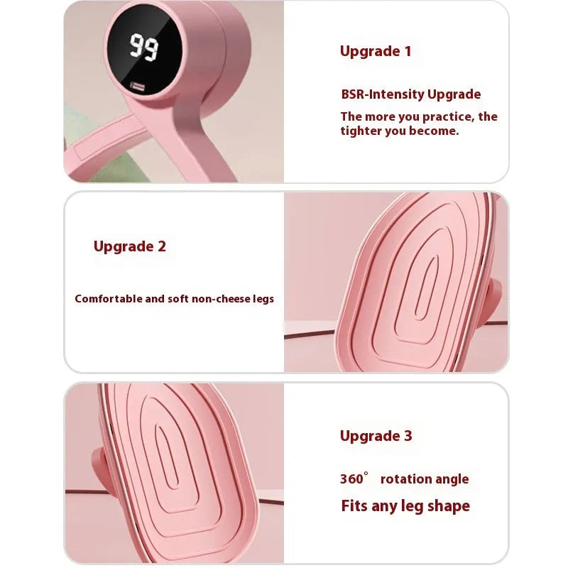 Pink pelvic floor muscle trainer with three resistance gears and rubber coating for exercise