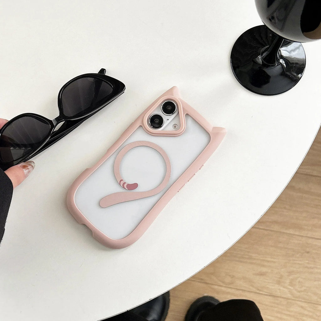 Acrylic TPU transparent phone case with magnetic suction for iPhone, RW colour options, shockproof design