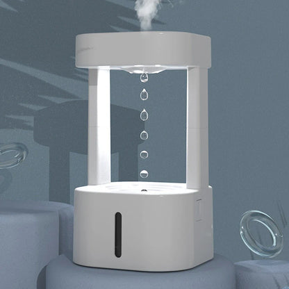 Anti-Gravity Humidifier with mesmerizing levitating water droplet display, compact and portable design for home and office use