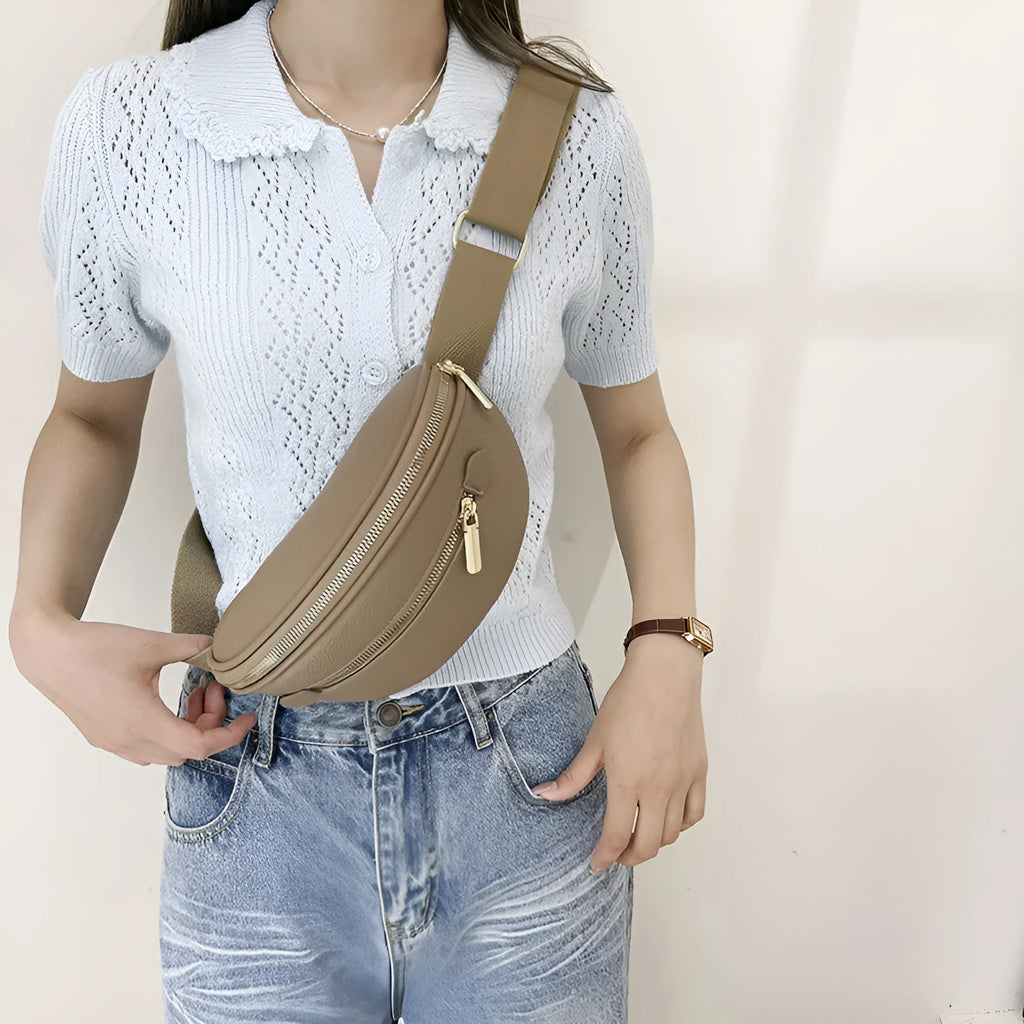 Retro women's single shoulder crossbody bag in PU leather with stitched detail, black colour, front view