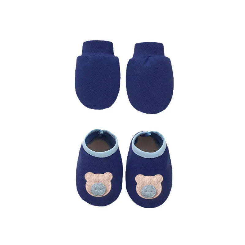 Baby cotton gloves and foot cover set in various colours for infant hand and foot protection