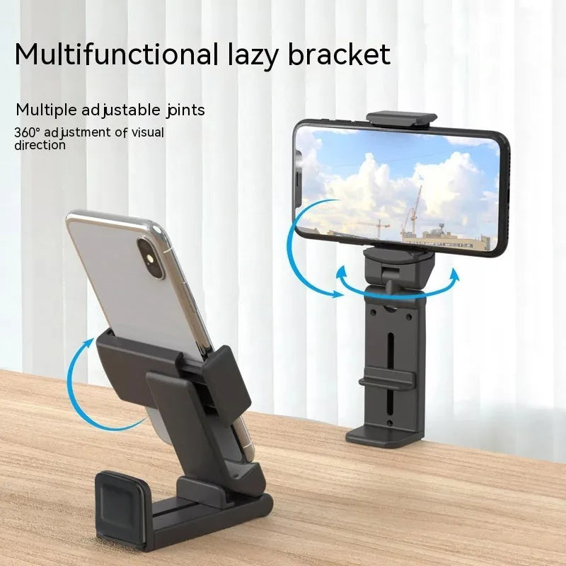 H22 Black colour 360-degree rotary collapsible desktop phone holder with ABS, metal, and silicone construction