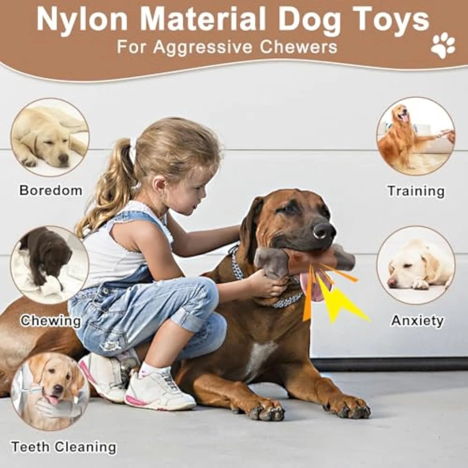 Large branch-shaped dog chew toy made from durable food-grade nylon with built-in squeaker