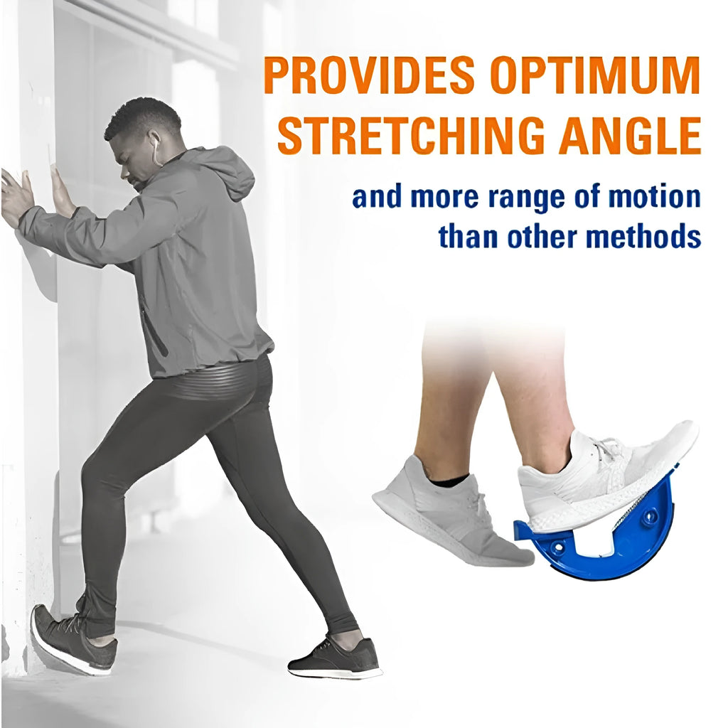 Blue ABS plastic lower leg stretcher with diagonal pedal design for home exercise