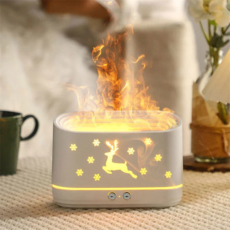 Cozy Flame Essential Oil Diffuser & Humidifier with Adjustable Flame Effect and Aromatherapy Capabilities