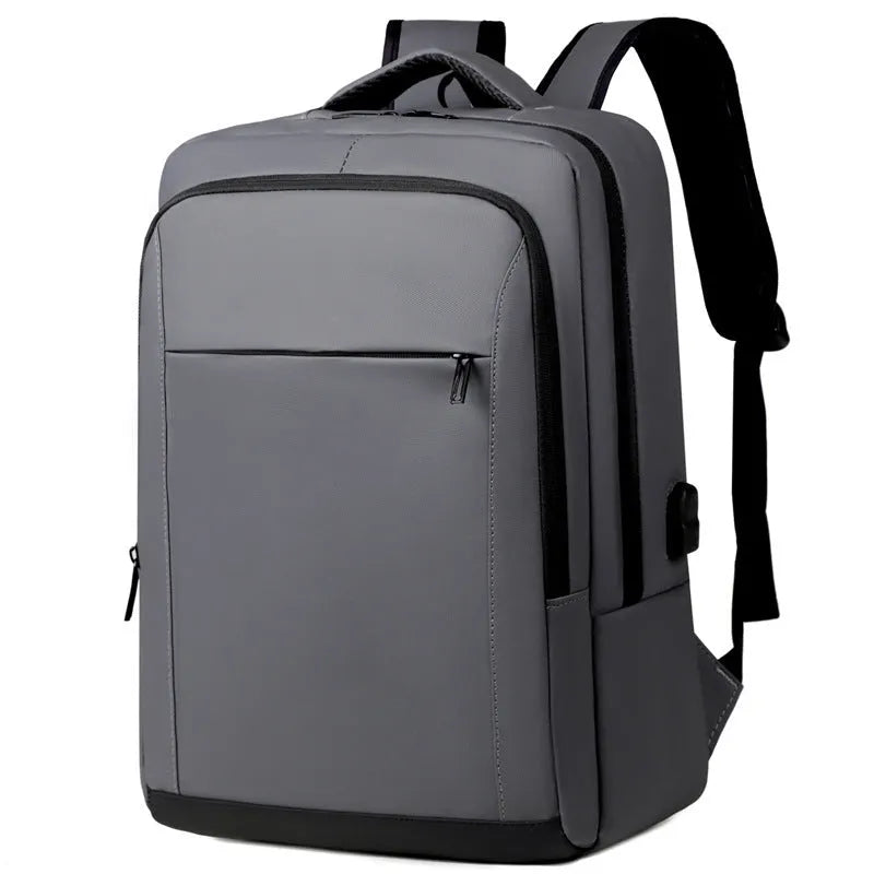 Waterproof USB business computer bag in black with air pillow belt and USB port, front view