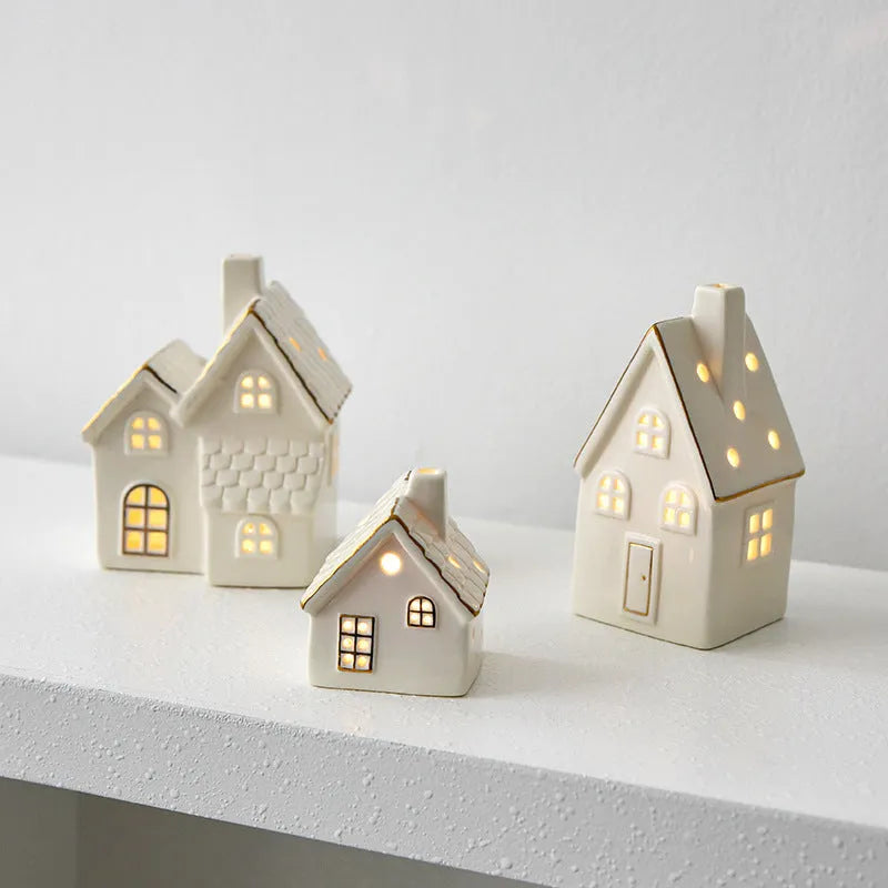 Creative Christmas tree house ceramic ornament in European villa style
