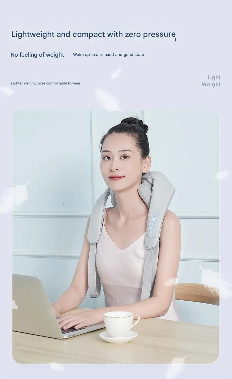 Multi-functional home-use neck massager shawl for cervical spine and shoulder muscle relief with rechargeable battery