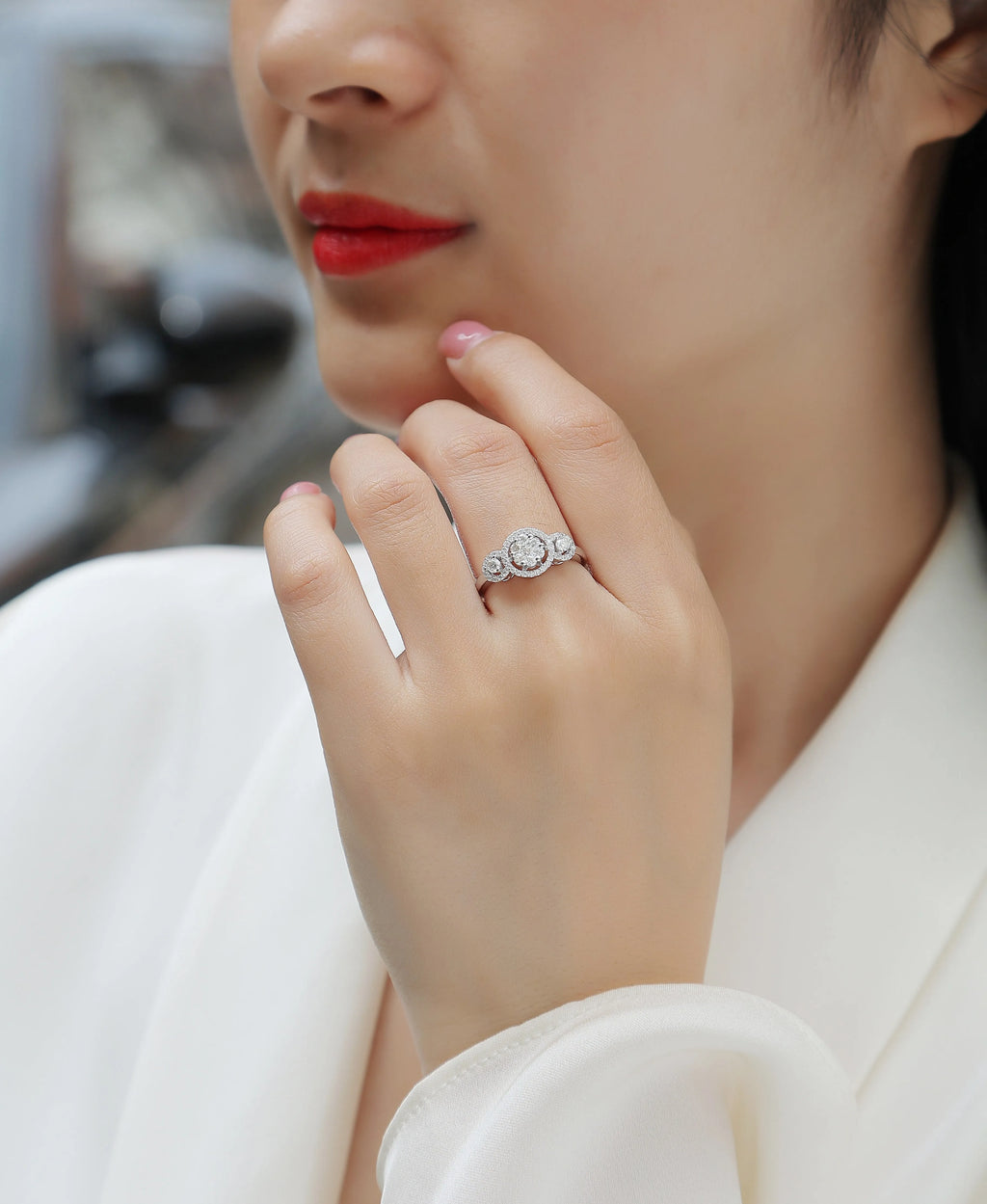 Moissanite wedding ring set with S925 silver gold plate in ring size 7, gift box packaging, GRA certificate