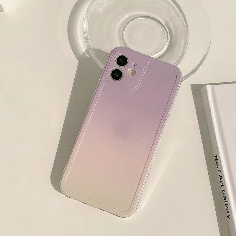 Yellow purple gradient silicone iPhone case with retractable X bracket for iPhone 7 to 14 models